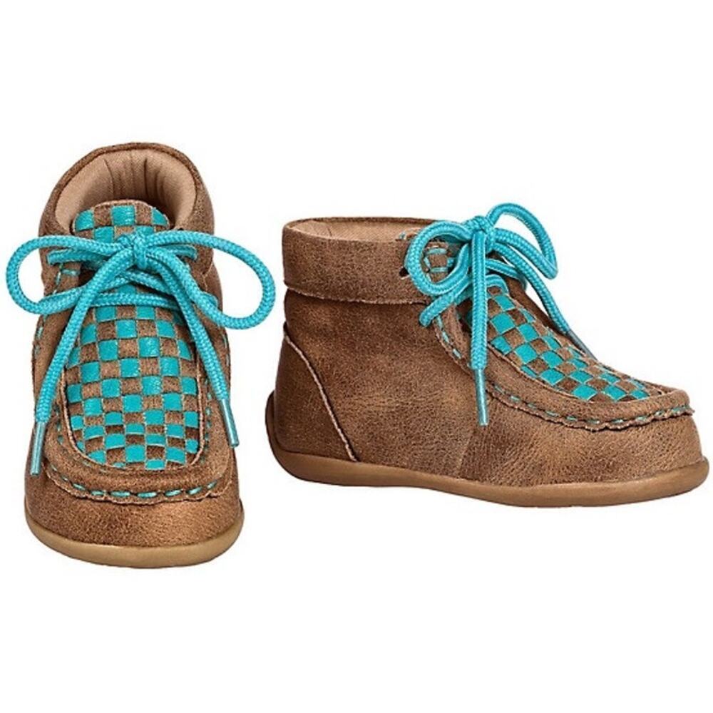 Blazin Roxx Turquoise/Tan Girls' Cassidy Western Casual Shoes/Boots/Booties